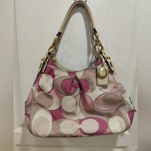 Coach Pink And Purple Madison Signature Shoulder Bag